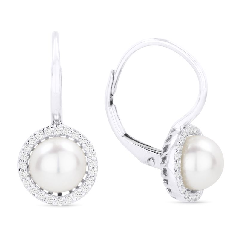 Freshwater Pearl & Diamond Earrings