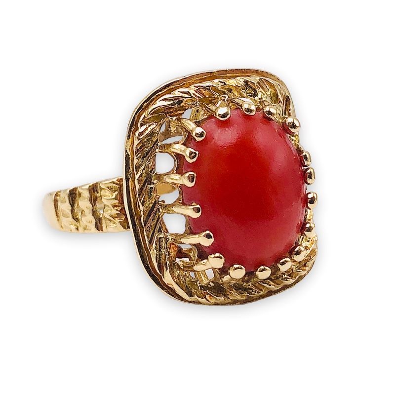 Estate Oval Coral Ring