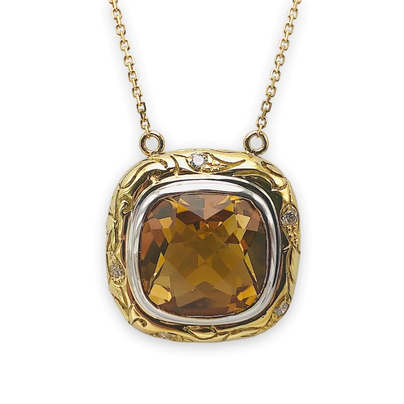 Cushion Cut Citrine Necklace