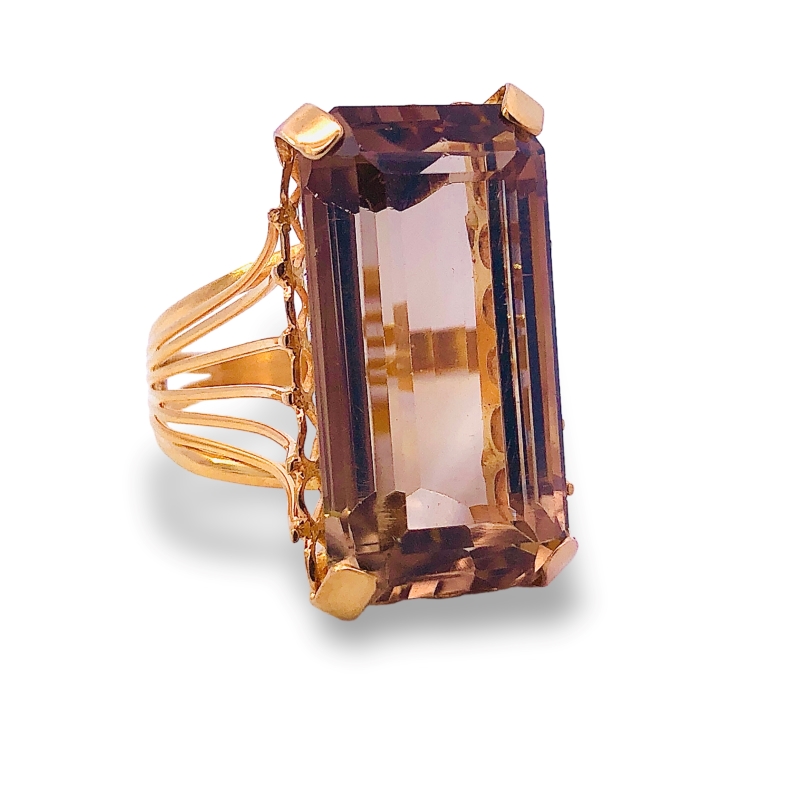 Estate Rectangle Smokey Quartz Ring