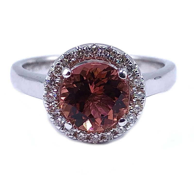 Pink Touraline & Diamond Ring