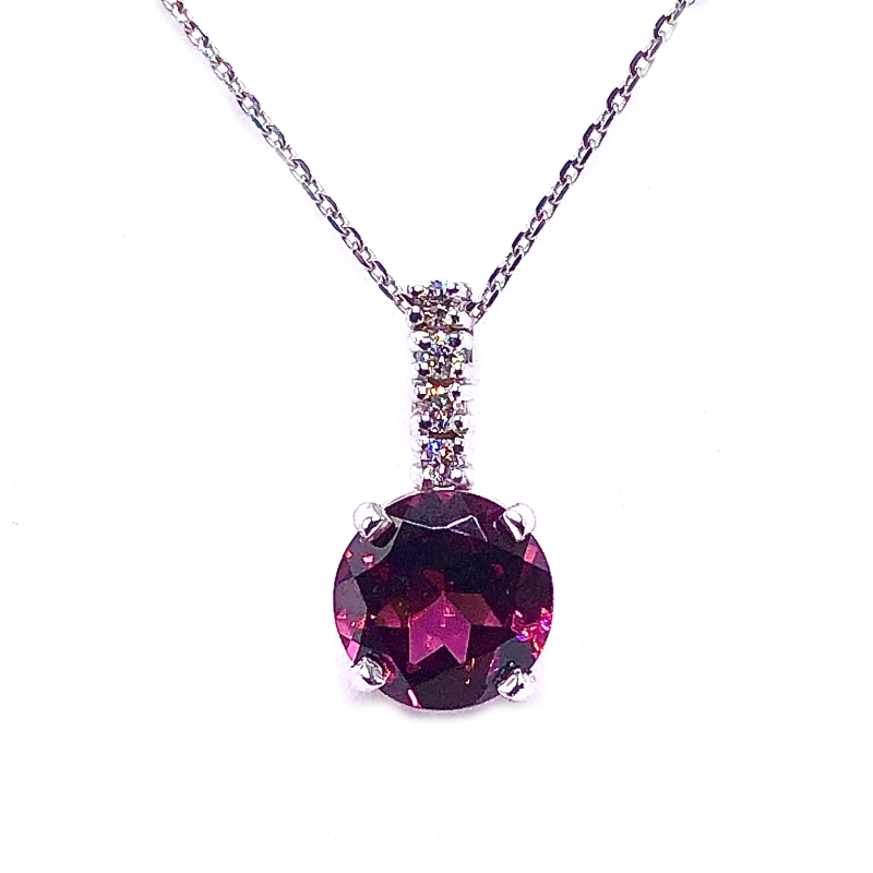 Rhodalite Garnet & Diamond Pendant