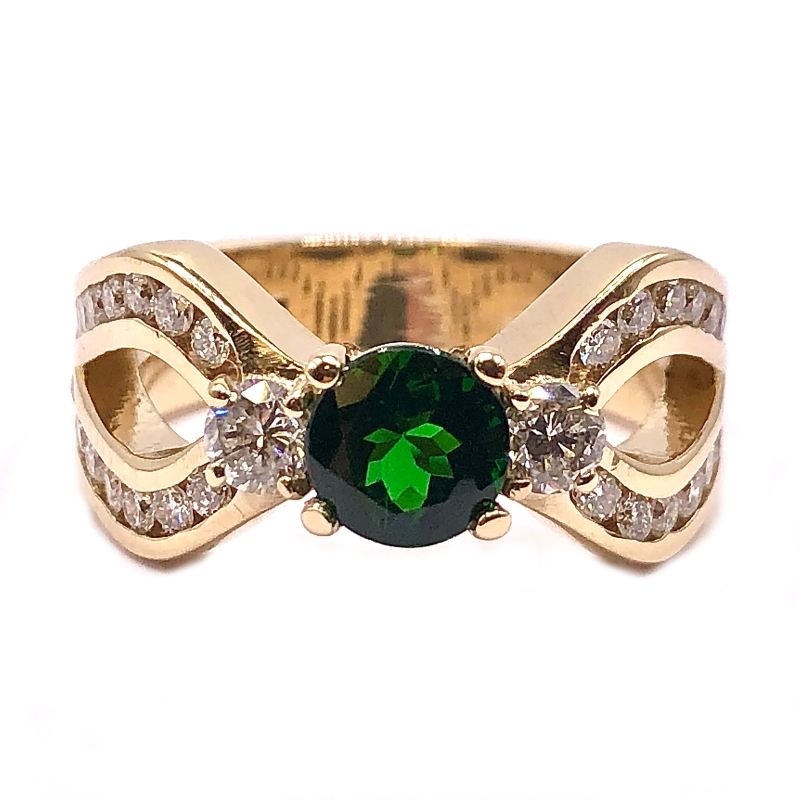 Estate Tsavorite & Diamond Channel Ring