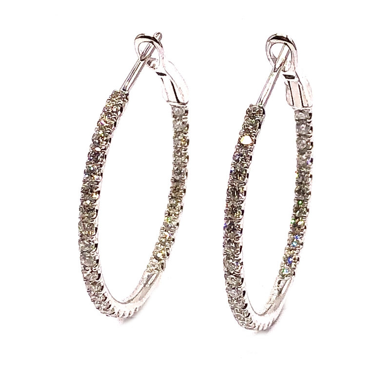 Diamond In/Out Hoop Earrings