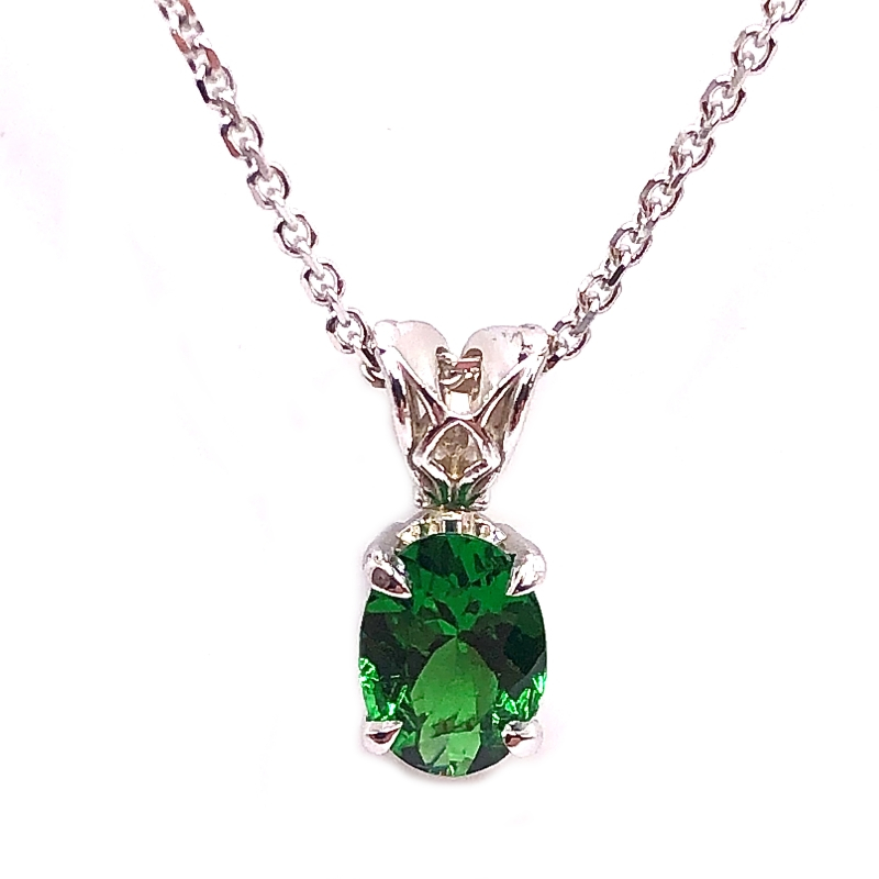 Oval Tsavorite Scroll Pendant