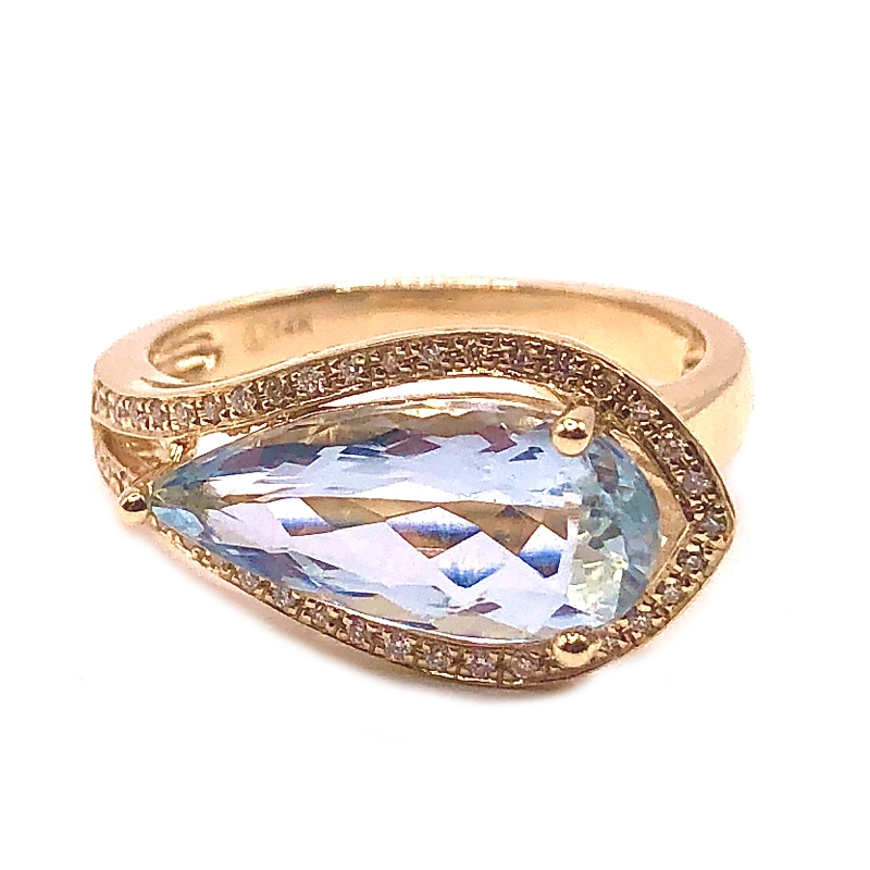 Aquamarine & Diamond Ring