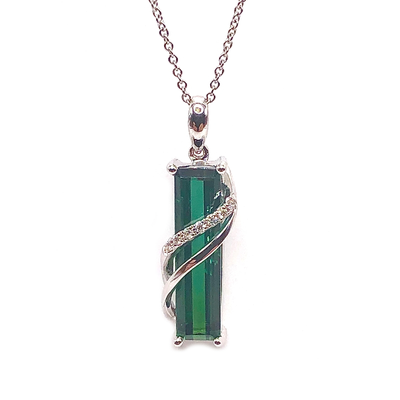 Green Tourmaline & Diamond Pendant