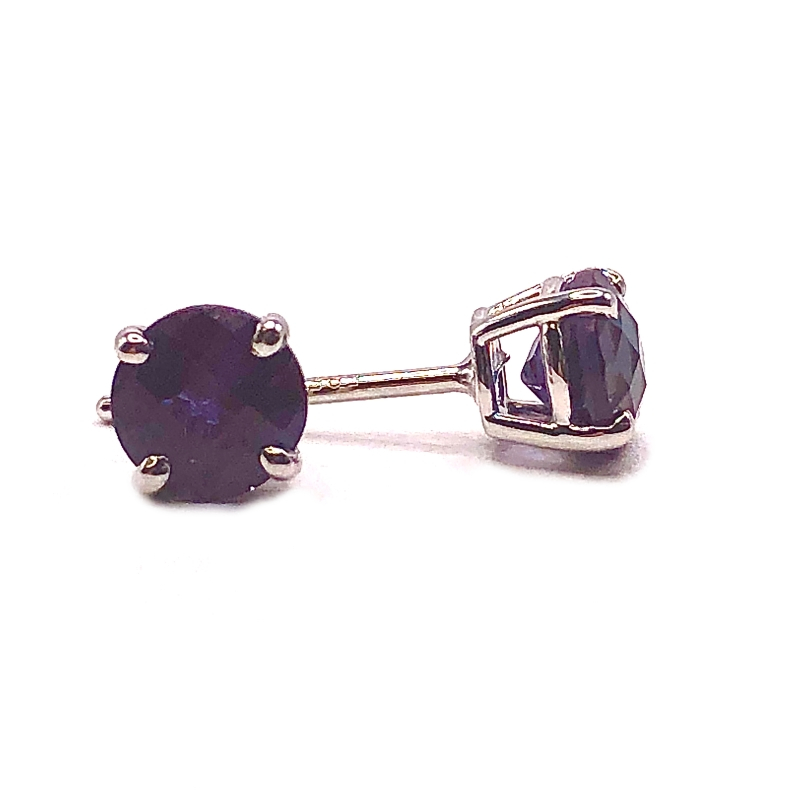 Created Alexandrite Round Earrings