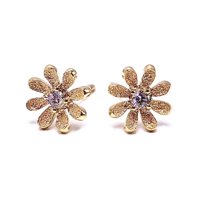 Diamond Flower Stud Earrings