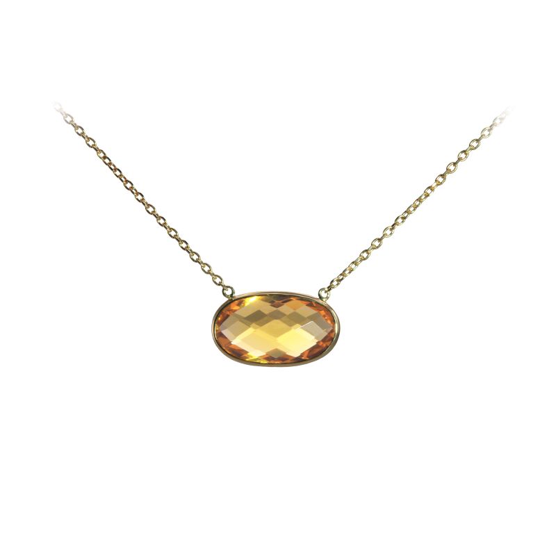 Citrine Oval Bezel Set Pendant