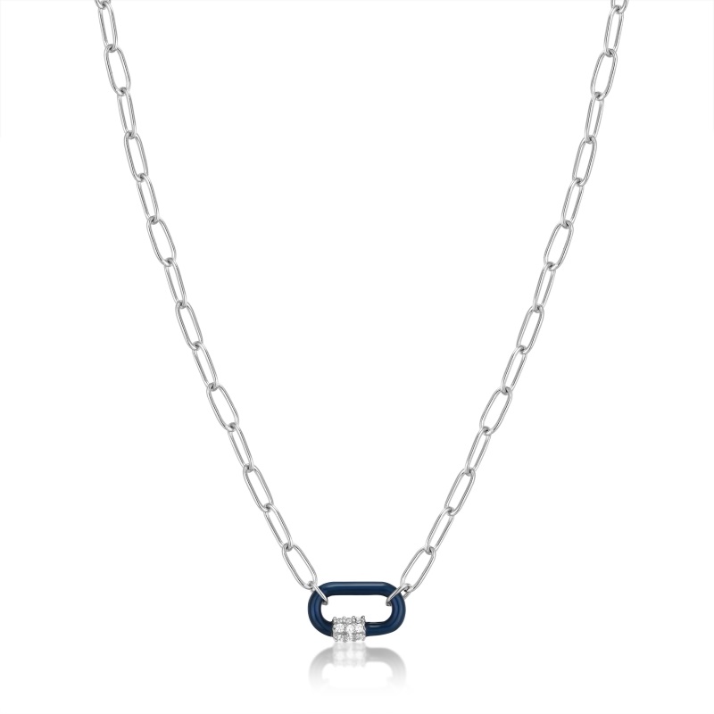 Ania Haie Navy Blue Enamel Carabiner Necklace