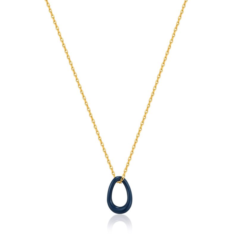 Ania Haie Navy Blue Enamel Gold Twisted Pendant