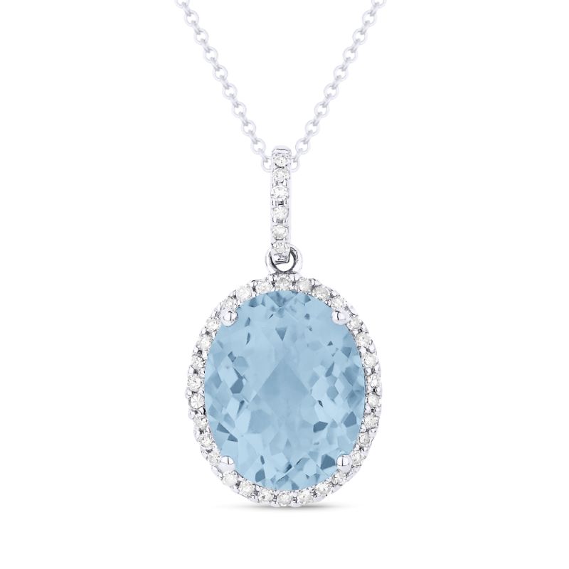 Blue Topaz & Diamond Pendant