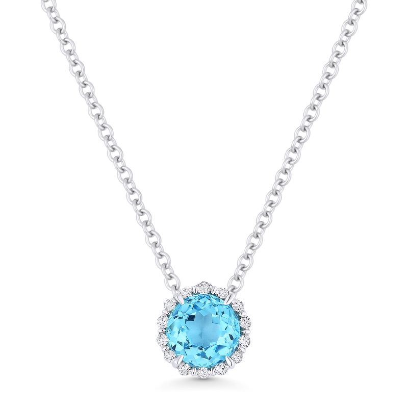 Blue Topaz & Diamond Pendant