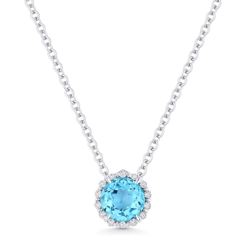 Blue Topaz & Diamond Pendant