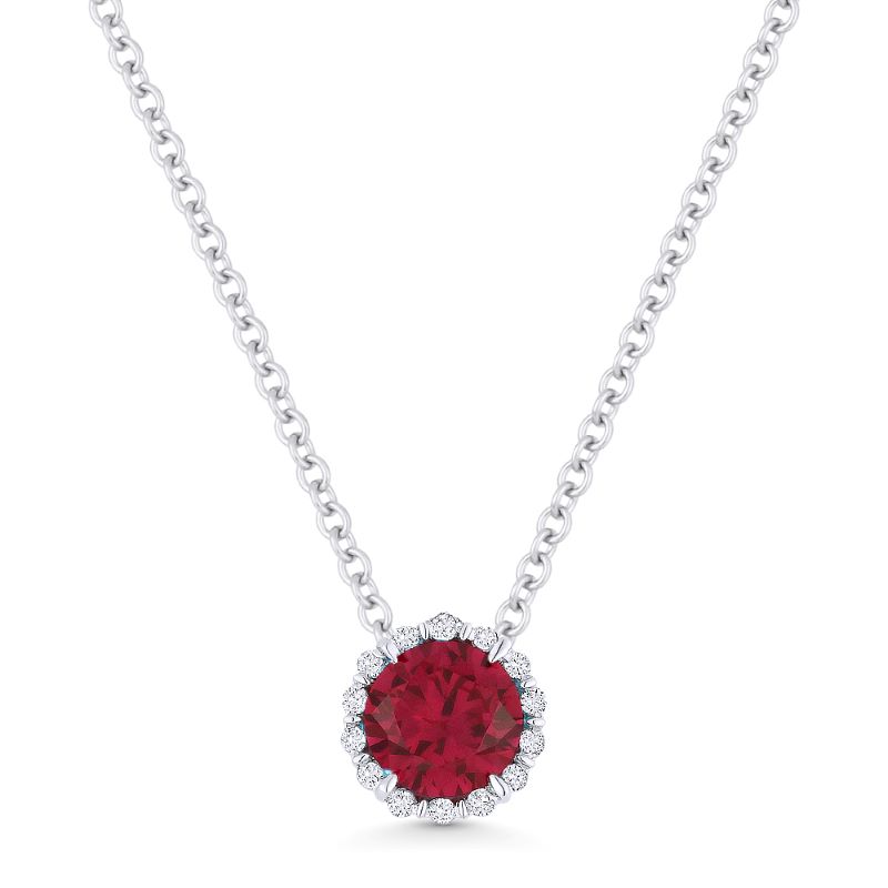 Ruby Created and Diamond Pendant