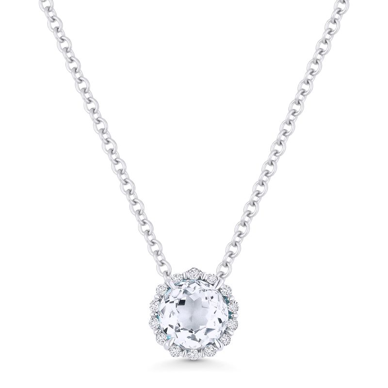 White Topaz & Diamond Pendant