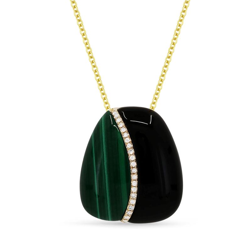 Malachite and Diamond Pendant