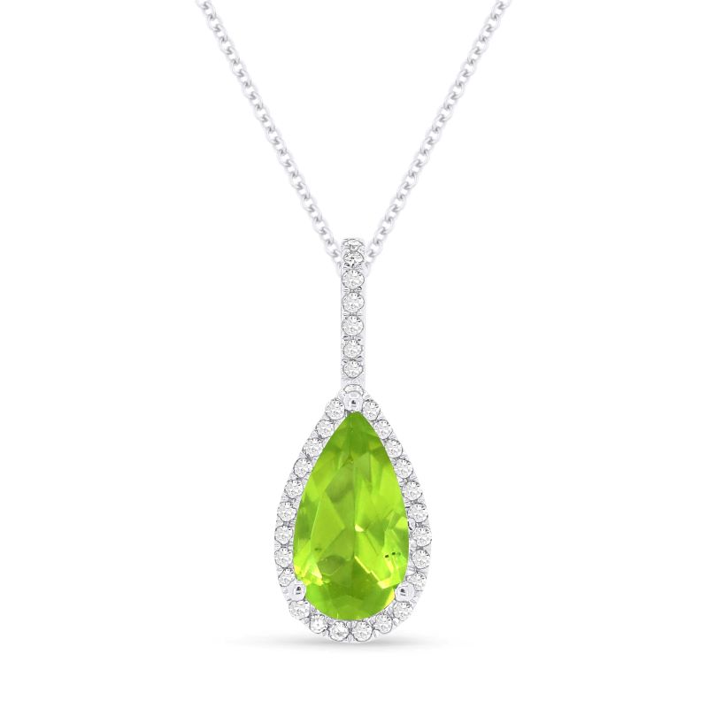 Peridot & Diamond Pendant, 1.10Ct Peridot