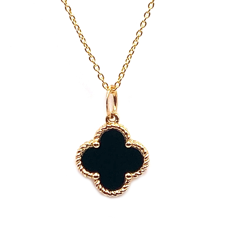 Onyx Clover Pendant