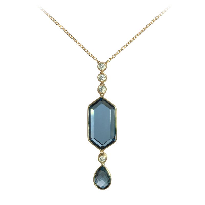 Blue Topaz-London Hexagon and Pendant by Olivia B