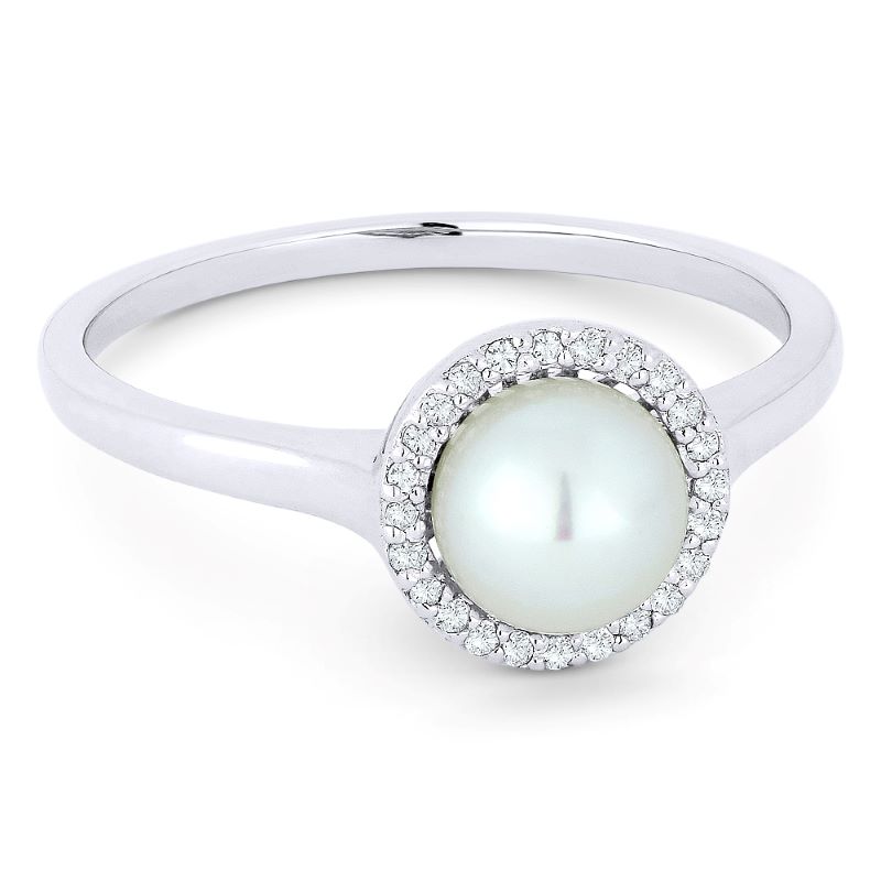 Pearl & Diamond Ring, .08Ctw Diamonds