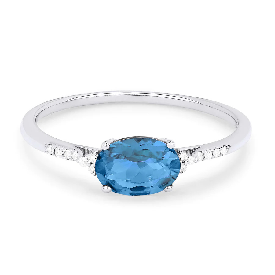 Blue Topaz Swiss /Diamond Ring