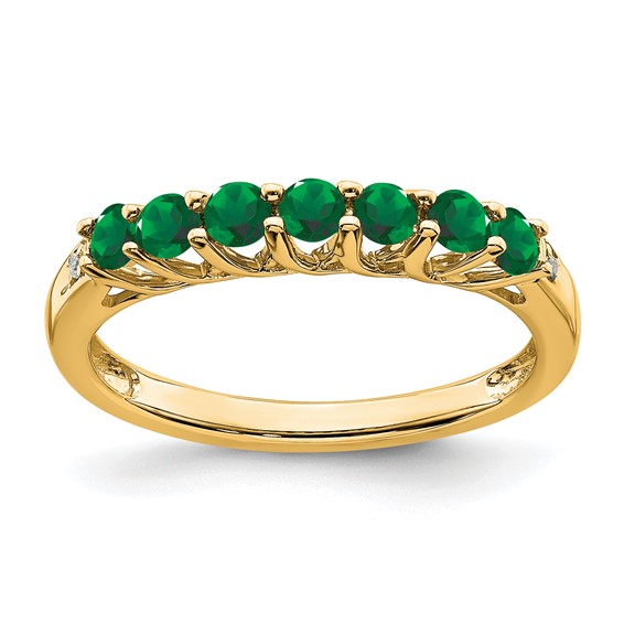 Created Emerald & Diamond Ring