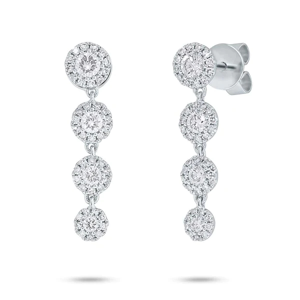 Halo Diamond Drop Earrings