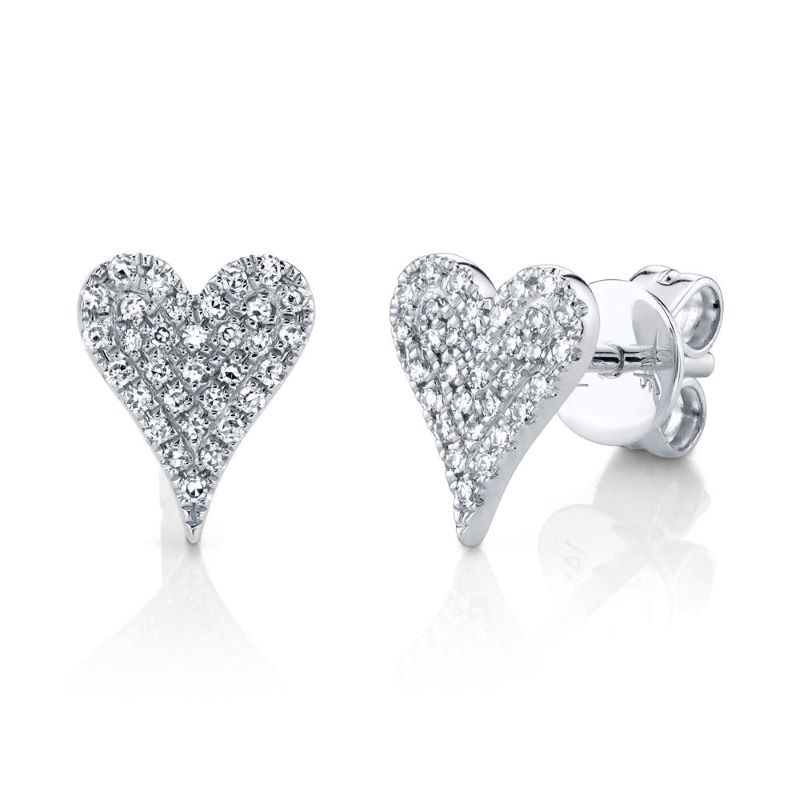 Shy Diamond Pave Heart Earrings