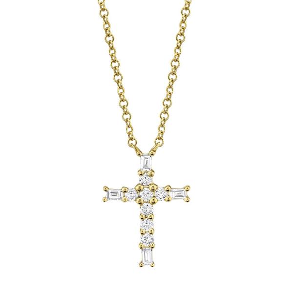 Diamond Baguette Cross Necklace