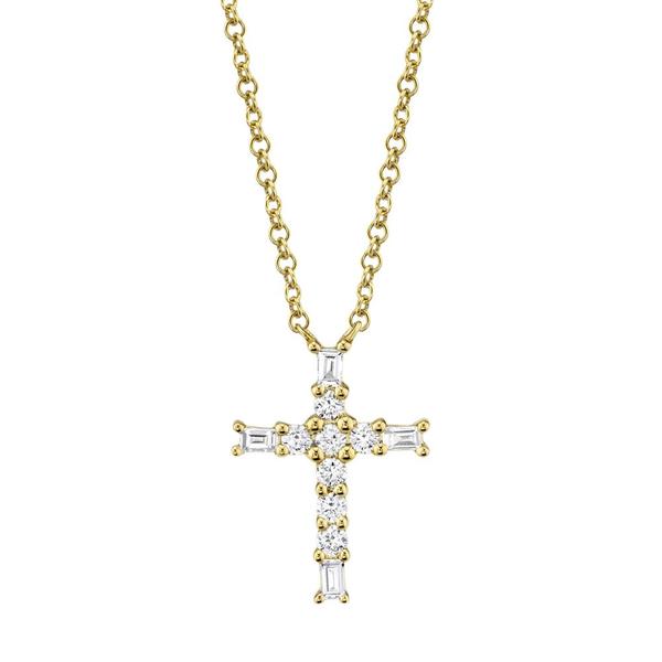 Diamond Baguette Cross Necklace