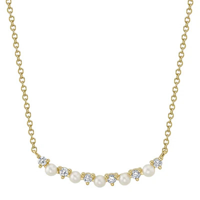 Pearl Cultured and Diamond  Necklace