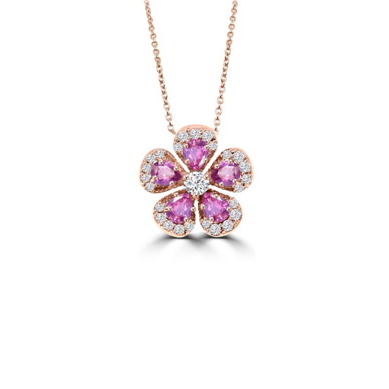 VIVAAN 'Chamomile' Pink Sapphire & Diamond Pendant