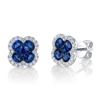 Sapphire / DiamondClover Stud Earrings