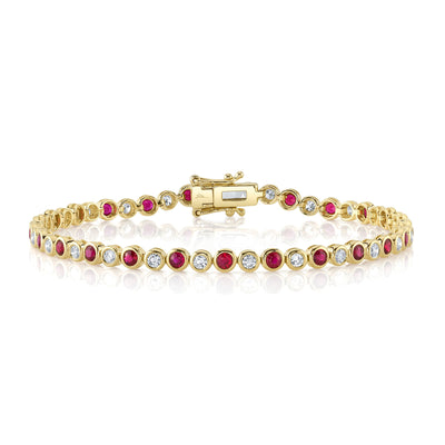 Samuel B. Round Stone Station Bracelet in Red